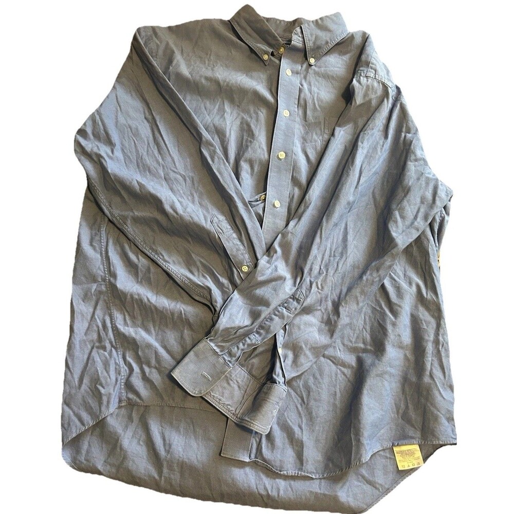Lands End Button Down Shirt Mens Blue 17-34